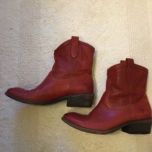 FRYE CARSON SHORTIE BOOT LEATHER BURNT RED SZ 6.5